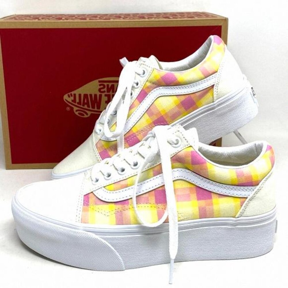 VANS Old Skool Platform Shoes Plaid Multi Sneakers VN0A7Q5MGBX Size Women Canvas